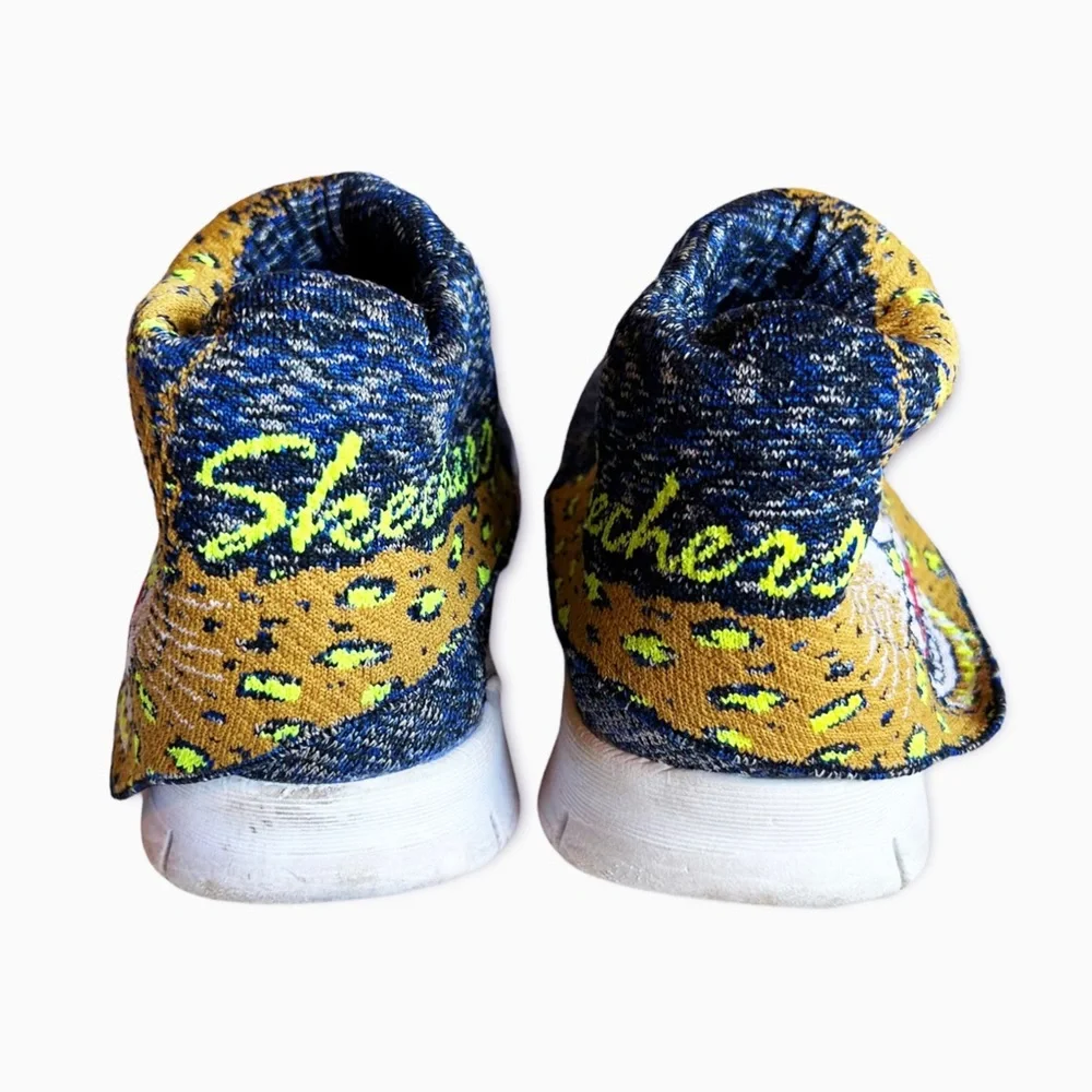 Vintage Sketchers Knit Leopard Pull On Sneakers Retro Y2K Animal Print Sz 8 - Picture 4 of 6